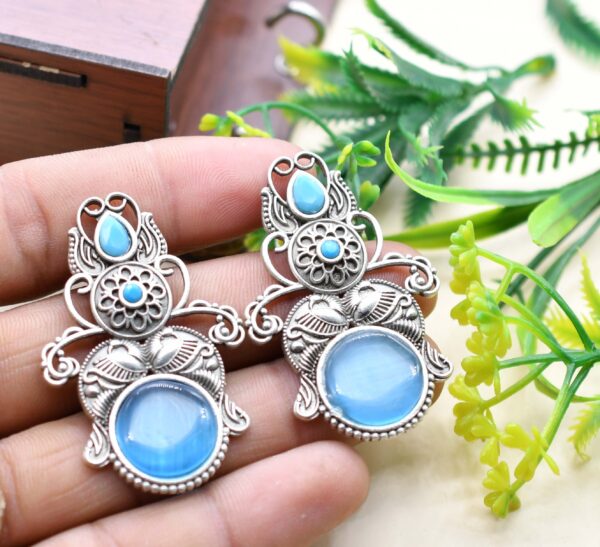 Stone Oxidised Earrings - Image 2