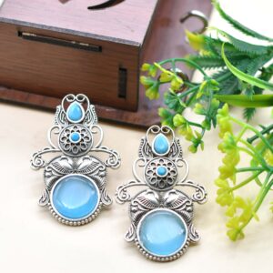 Stone Oxidised Earrings
