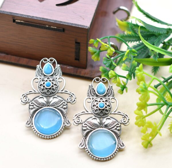 Stone Oxidised Earrings