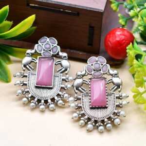 Oxidised Stone Earrings