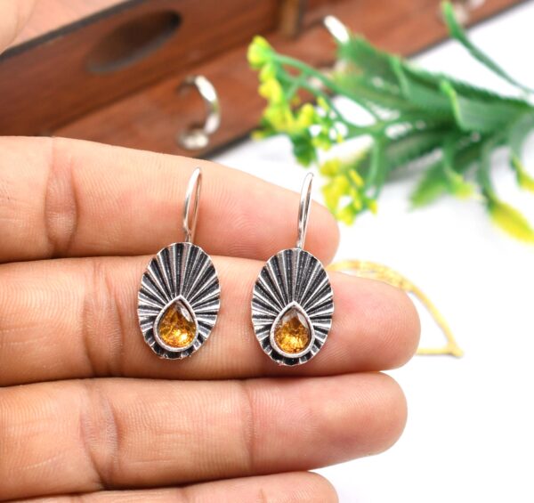 Shrusti Stone Hoop Earrings - Image 2