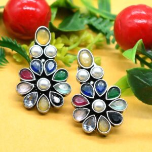 Multi Stones Earrings Pair