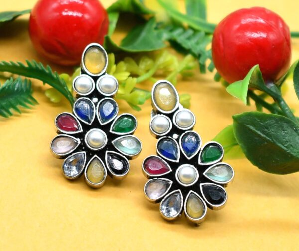 Multi Stones Earrings Pair