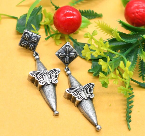 Antique Silver Drop Earrings - Image 3