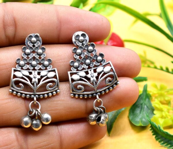 Floral Feather Drop Earrings - Image 2