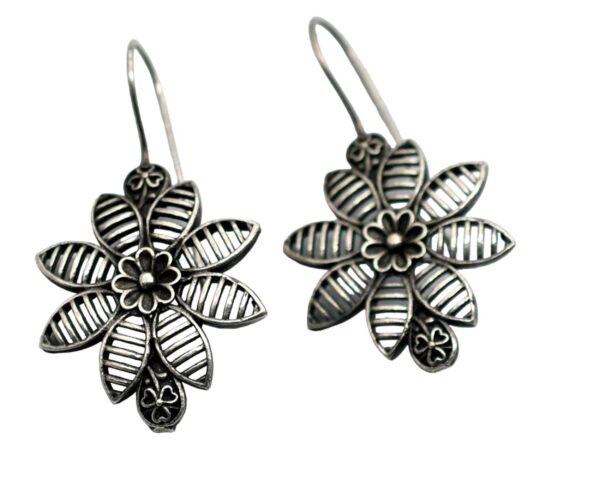Floral Antique Silver Earrings - Image 2
