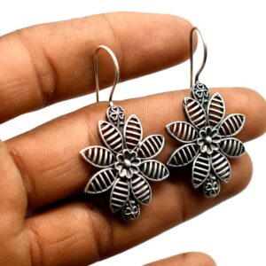 Floral Antique Silver Earrings