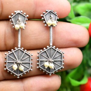 Ishita Earrings Antique Silver Plated