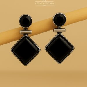 Antique Silver Geometric Dangle Earrings