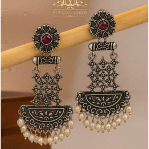 navratri Garba Jhumki Stone Earrings