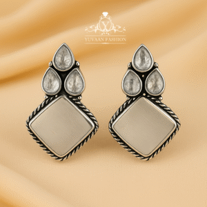 Antique Finish Square & Teardrop Earrings